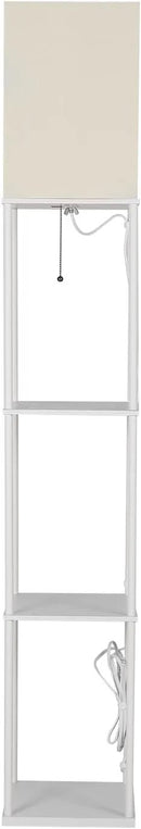 SUNMORY Shelf Floor Lamp with 3-Way Dimmable LED Bulb, Modern Square Standing Lamp with Shelves and White Shade, Corner Display Bookshelf Lamp for Living Room and Bedroom(White) by CozyNest Decor
