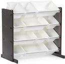 Humble Crew Kids Toy Storage Organizer with 12 Plastic Bins, Espresso/White – Removable Bins for Playroom, Bedroom, Toddler Furniture for Boys and Girls Ages by TinyTreasures Baby Boutique