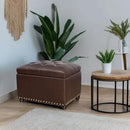 Joveco Leather Storage Ottoman Bench Rectangle 24 Inch Foot Rest Ottomans Stool for Living Room Bedroom(Brown) by CozyNest Decor