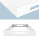 White Acrylic Serving Tray for Vanity, Bathroom, Outdoor, Food and Décor with Handles (Rectangle, Small) by CozyNest Decor