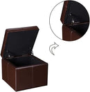 Adeco 17.7" Leather Cube Storage Brown Ottomans for Living Room by CozyNest Decor