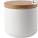 MilkyWay Food Storage Jar Strong Ceramic Storage Canisters with Airtight Seal Bamboo Lid Modern Design Seal Damp-Proof Kitchen Jar for Coffee, Tea, Spice and More (White(S: 8.7oz/260ml)) by CozyNest Decor