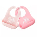 Baby Bib for Eating by Bella Tunno, Set of 2 Waterproof Silicone Bibs with Large Food Catcher, Adjustable Fit for Babies 4-12 months & Toddlers 1-3 Years, Boys & Girls, Who Runs The World & Gorgeous by TinyTreasures Baby Boutique