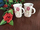 Lightahead Elegent Bone China 2 Coffee Tea Mugs set floral Design in attractive gift box 11 oz each by CozyNest Decor