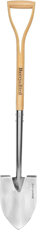 Berry&Bird Round Point Gardening Shovel with Wood D-Handle, 40.98" Stainless Steel Beach & Snow Shovel by GreenHaven Gardens