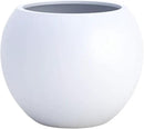 DTY Signature Mount Sherman Lightweight Durable Modern Fiberstone Sphere Planter for Indoor & Outdoor Drainage Hole & Rubber Plug Weather Resistant, 13.5" H x 17" Dia, 12" Opening - Medium, White by CozyNest Decor