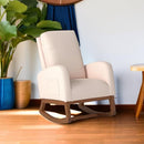 Dolonm Rocking Chair Mid-Century Modern Nursery Rocking Armchair Upholstered Tall Back Accent Glider Rocker for Living Room (Beige) by TinyTreasures Baby Boutique