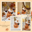 Topadorn Fall Garden Gnome Figurine Sitting on Pumpkin Statue Autumn Harvest Garden Gnomes Statue Figurine for Patio Yard Lawn Porch Decoration, Happy Fall by CozyNest Decor