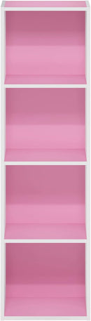 Furinno Luder Bookcase / Book / Storage, 4-Tier Cube, Pink/White by TinyTreasures Baby Boutique