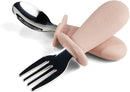 Ali+Oli Spoon & Fork Learning Set for Toddlers (Powder Pink) 6m+ Grab Easy BPA Free Food-Grade Silicone Handle, Kids Silverware Self Feeding Baby Utensil, Multi-stage Baby Feeding Set Ergonomic Design by TinyTreasures Baby Boutique