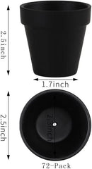 Yishang 72 pcs Small Mini Black Clay Pots, 2.5'' Terracotta Pot Clay Ceramic Pottery Planter,Cactus Flower Terra Cotta Pots,Succulents Nursery Pots,with Drainage Hole,Great for Crafts,Wedding Favor by GreenHaven Gardens