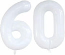 GOER Number 60 Balloons for 60th Birthday Party Decorations,42 Inch Jumbo Foil Helium Balloons for 60th Anniversary (White) by TinyTreasures Baby Boutique