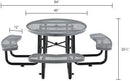Global Industrial 46" Round Picnic Table, Expanded Metal, Gray Thermoplastic Coating, Attached Benches, 1-1/2” Umbrella Pole Hole, Outdoor-Rated, 1000 lb Capacity by GreenHaven Gardens