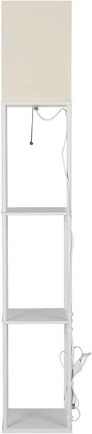 SUNMORY Shelf Floor Lamp with 3-Way Dimmable LED Bulb, Modern Square Standing Lamp with Shelves and White Shade, Corner Display Bookshelf Lamp for Living Room and Bedroom(White) by CozyNest Decor