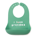 Bella Tunno Baby Bib for Eating, Waterproof Silicone Bib with Large Food Catcher, Adjustable Fit for Babies 4-12 months & Toddlers 1-3 Years, Boys & Girls, I Love Grandma by TinyTreasures Baby Boutique