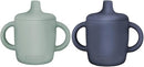 Silicone Sippy Cups with Easy Grip Transition Handles and a Soft Spout. a Non Toxic No Spill Unbreakable Training Cup 150ml/5oz |2-Pack Green and Navy| by TinyTreasures Baby Boutique