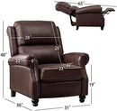 CANMOV Pushback Recliner Chair Faux Leather Armchair Push Back Recliner with Rivet Decoration Single Sofa Accent Chair for Living Room, Reddish Brown by CozyNest Decor