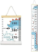 Kids Growth Chart, Wood Frame Fabric Canvas Height Measurement Ruler from Baby to Adult for Child's Room Decoration 7.9 x 79in (7.9 x 79in, Blue Dinosaur) by TinyTreasures Baby Boutique
