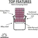 Retro Webbed Camping Chair - Lightweight, Foldable, Durable Steel Frame, 300lb Capacity, Vintage Red/Blue Stripes by Caddis Sports (4) by GreenHaven Gardens