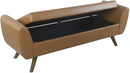 HomePop Modern Storage Bench with Wood Legs Home Décor|Bench with Storage for Living Room & Bedroom - Faux Leather Brown by CozyNest Decor