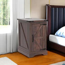 JXQTLINGMU Nightstand with Charging Station, Rectangular Farmhouse End Table with Barn Door and Adjustable Storage Shelf, 17" Deep Wood Rustic Sofa Side Table for Living Room, Bedroom, Brown by CozyNest Decor