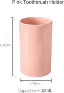 Pink Ceramic Toothbrush Holder, Tumbler Cups Reusable Toothbrush Mouthwash Cup,Makeup Brush Holder, Bathroom Counter Organizer(300ml) by CozyNest Decor