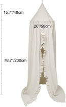 Bed Canopy with Frills Reading Nook Game Tent for Kids Boho Hanging Net Play Room Decor(Beige) by TinyTreasures Baby Boutique