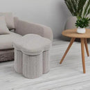B FSOBEIIALEO Storage Ottoman Cube, Flowers Shaped Ottomans with Storage Foot Stool Footrest for Lving Room, Boucle Ottoman Seat for Dorm Room,Faux Teddy Fur, Grey 12.6"x12.6"x12.6" by CozyNest Decor