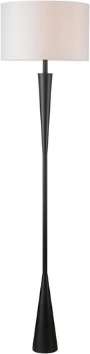 Globe Electric 67224 70" Floor Lamp, Matte Black Finish, White Fabric Shade, Modern Tapered Frame, E26 Base, Contemporary Living Room and Bedroom Lighting by CozyNest Decor