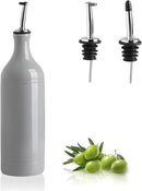 Sweejar Large Ceramic Olive Oil Dispenser Bottle, Opaque Oil Cruet Protects Oil to Reduce Oxidation, Suitable for Storage Oil, Vinegar, Soy Sauce & Other Liquids, Pack of 1, 24 Fl Oz (Gray) by CozyNest Decor