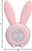 KDtech Kids Alarm Clock with Night Light 6 Ringtones, Cute Pink Bunny Digital Alarm Clock for Kids, Touch Control and Rechargeable Sleep Trainer Clock for Boys Girls Bedroom by TinyTreasures Baby Boutique
