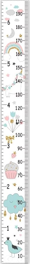 Kids Growth Chart, Wood Frame Fabric Canvas Height Measurement Ruler from Baby to Adult for Child's Room Decoration 7.9 x 79in (7.9 x 79in, Rainbow) by TinyTreasures Baby Boutique