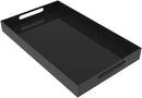 Black Acrylic Serving Tray for Vanity, Bathroom, Ottoman, Organizer and Decor with Handles (Rectangle, Large) by CozyNest Decor