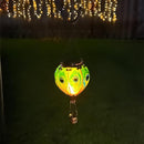 2PCS Solar Hot Air Balloon Lanterns with Flame with Shepherd's Hooks, Glass Hanging Flickering Lights Outdoor Waterproof for Garden Tree Yard Patio Mother's Day Gift, 18" H Peacock Green by GreenHaven Gardens