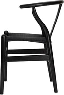 Tomile Solid Wood Wishbone Chair Y Chair Mid-Century Armrest Dining Chair, Hemp Seat (Ash Wood Black., Pack of 1) by CozyNest Decor