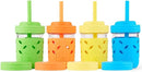 Elk and Friends Kids & Toddler Cups | The Original Glass Mason jars 8 oz with Silicone Sleeves & Silicone Straws with Stoppers | Smoothie Cups | Spill Proof Sippy Cups for Toddlers | 4 Pack by TinyTreasures Baby Boutique