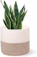 Planter Baskets for Indoor 11" Planters Cotton Rope Flower Plant Pots Cover,Woven Storage Baskets for Crafts, Organization Modern Home Decor 11"x11"Khaki by CozyNest Decor
