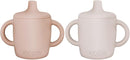 Silicone Sippy Cups with Easy Grip Transition Handles and a Soft Spout. A Non Toxic No Spill Unbreakable Training Cup 150ml/5oz |2-PACK Pink and Cream| by TinyTreasures Baby Boutique