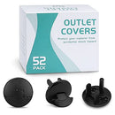52 Pack Black Safety Outlet Covers Baby Proofing, Electrical Socket Outlet Plugs 3-Prong Child Proof for Kids House by TinyTreasures Baby Boutique
