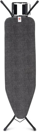 Brabantia Size B Ironing Board (49x15 in) 7 Height Options, Adjustable Steam Iron Rest Holder (Denim Black) Non-Slip Feet, Anti-Collapse Child Locks by CozyNest Decor