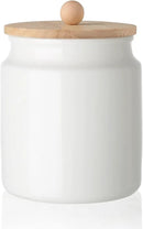 Sweejar Ceramic Kitchen Canisters, 58 FLOZ Porcelain Food Storage Jar with Airtight Seal Wooden Lid, Home Container Serving for Coffee Beans, Tea-leave, Sugar, Salt and More, Tool Bucket (White) by CozyNest Decor