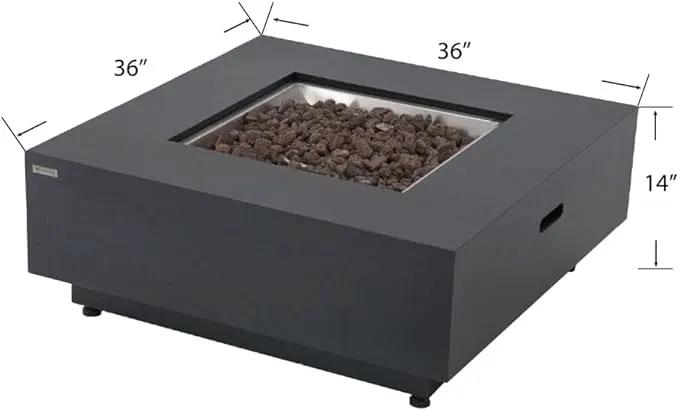 Ashton 36” Propane Fire Pit Smokeless Firepit Converts to Outdoor Gas Fire Pit for Outside Patio Firepit Table Includes Windscreen Rain & Tank Cover Lava Rocks Lid CSA Certified, photo 9 of 9