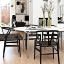 Tomile Set of 2 Bone Chair Solid Wood Y Chair Mid-Century Armrest Dining Chair, Hemp Seat (Wood - Black) by CozyNest Decor