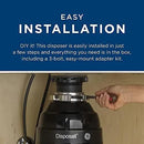 GE Disposall Continuous Feed 1 Horsepower Motor Garbage Disposer, Good for Grinding: Cooked Meat, Beans, & Seeds, Easy Install Kit, Non-Corded, Recommended Families of 4 or More, GFC1020N by CozyNest Decor