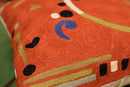 Kandinsky Modern Pillow Cover - Orange Ribbon | Mid Century Chair Cushions | Orange Abstract Pillows | Contemporary Pillowcase | Modern Couch Pillows | Hand Embroidered Cushion | Wool Size 18x18 by CozyNest Decor