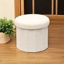 B FSOBEIIALEO Storage Ottoman Cube, Round Ottomans with Storage Foot Stool Footrest for Lving Room, Boucle Ottoman Seat for Dorm Room,Faux Teddy Fur, Cream White 15"x15"x15" by CozyNest Decor