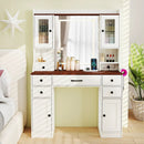 41.5 Inch Makeup Dressing Table with Power Outlets and 3 Color Lighting Modes-White+ by LJGDeals