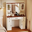 41.5 Inch Makeup Dressing Table with Power Outlets and 3 Color Lighting Modes-White+ by LJGDeals