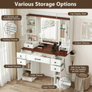 41.5 Inch Makeup Dressing Table with Power Outlets and 3 Color Lighting Modes-White+ by LJGDeals