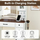 41.5 Inch Makeup Dressing Table with Power Outlets and 3 Color Lighting Modes-White+ by LJGDeals
